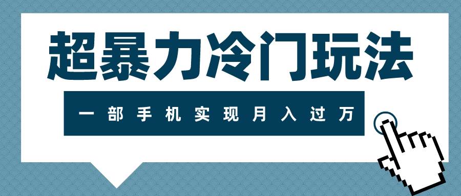 超暴力冷门玩法，可长期操作，一部手机实现月入过万-天天有课网