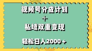 视频号分成计划+私域双重变现,轻松日入1000+,无任何门槛,小白轻松上手-天天有课网