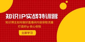 知识IP实战特训营：知识博主如何做好直播间内容获取流量 打造好ip 收心收钱-天天有课网