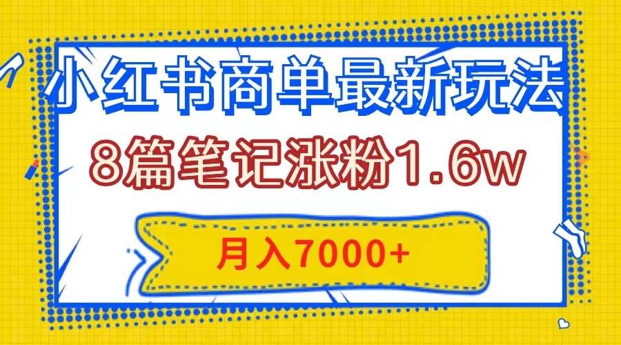 小红书商单最新玩法，8篇笔记涨粉1.6w，几分钟一个笔记，月入7000+-天天有课网