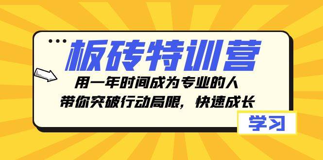 板砖特训营，用一年时间成为专业的人，带你突破行动局限，快速成长-天天有课网