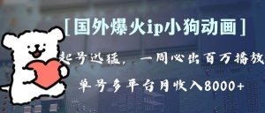 全网爆火动画ip，多平台捞金，单号月收入8k+！可批量操作。（附拓展玩法）-天天有课网