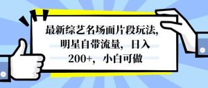 最新综艺名场面片段玩法,明星自带流量,日入200+,小白可做-天天有课网