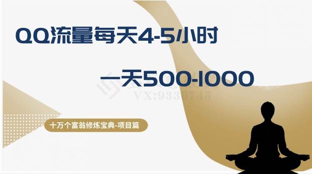 十万个富翁修炼宝典之1.QQ流量每天4-5小时，一天500-1000-天天有课网