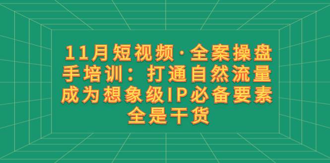 11月短视频·全案操盘手培训：打通自然流量 成为想象级IP必备要素 全是干货-天天有课网