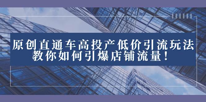 2023直通车高投产低价引流玩法，教你如何引爆店铺流量！-天天有课网