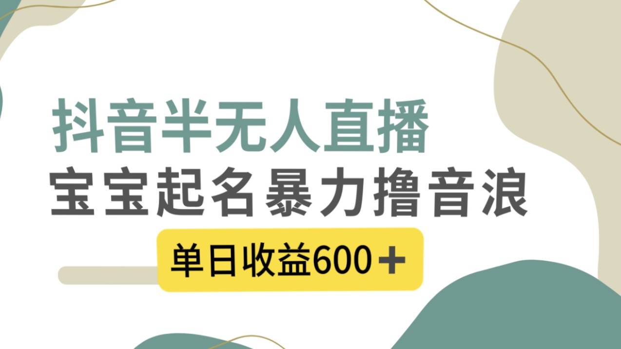 抖音半无人直播，宝宝起名，暴力撸音浪，单日收益600+-天天有课网