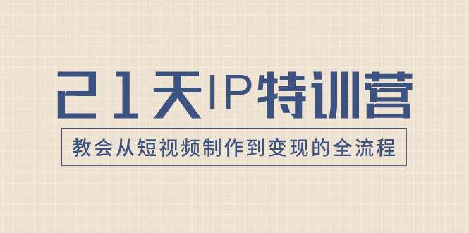 21天IP特训营，教会从短视频制作到变现的全流程-天天有课网