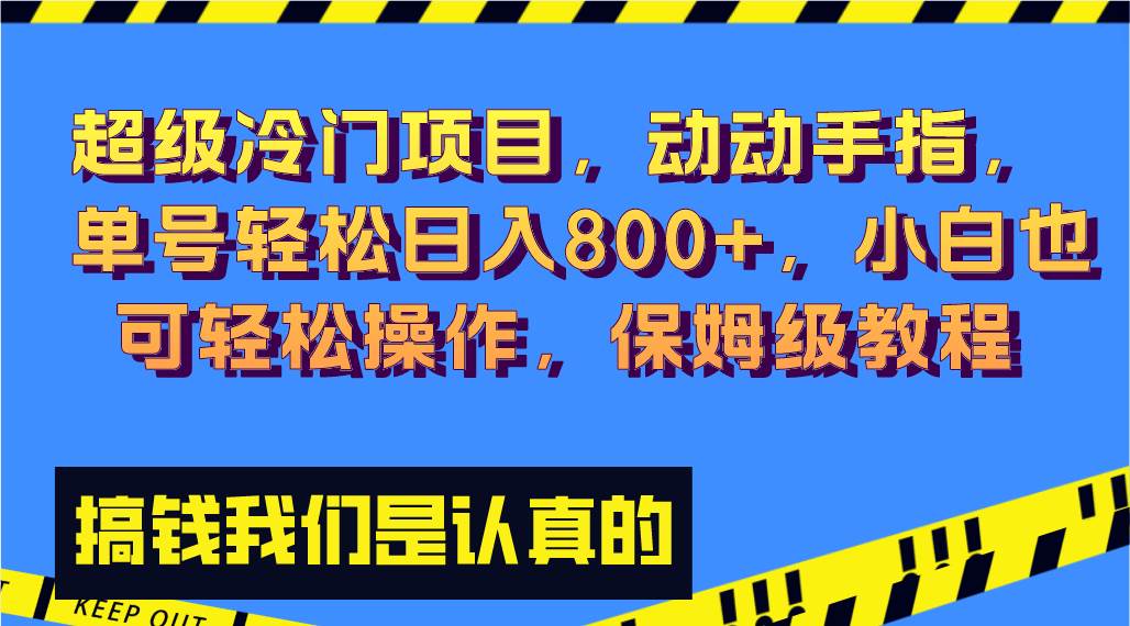 超级冷门项目,动动手指，单号轻松日入800+，小白也可轻松操作，保姆级教程-天天有课网