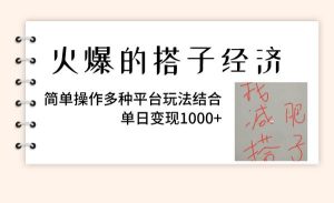 火爆的搭子经济，简单操作多种平台玩法结合，单日变现1000+-天天有课网