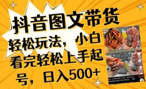 抖音图文带货轻松玩法,小白看完轻松上手起号,日入500+-天天有课网