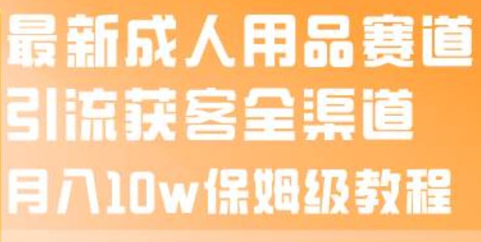 最新成人用品赛道引流获客全渠道，月入10w保姆级教程-天天有课网