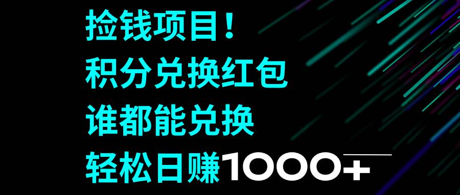 捡钱项目！积分兑换红包，谁都能兑换，轻松日赚1000+-天天有课网