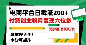 电商平台日截流200+付费创业粉，月变现六位数简单好上手！-天天有课网