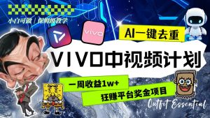 一周收益1w+的VIVO中视频计划，用AI一键去重，狂赚平台奖金（教程+素材）-天天有课网