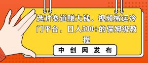 选对赛道赚大钱，视频搬运冷门平台，日入500+的保姆级教程-天天有课网
