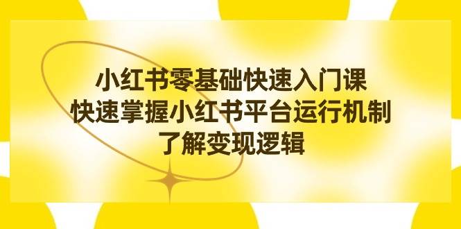 小红书0基础快速入门课，快速掌握小红书平台运行机制，了解变现逻辑-天天有课网