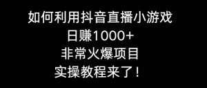 如何利用抖音直播小游戏日赚1000+，非常火爆项目，实操教程来了！-天天有课网