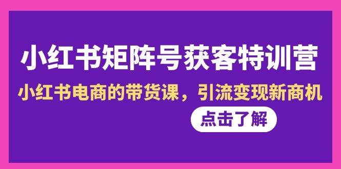 小红书-矩阵号获客特训营-第10期，小红书电商的带货课，引流变现新商机-天天有课网