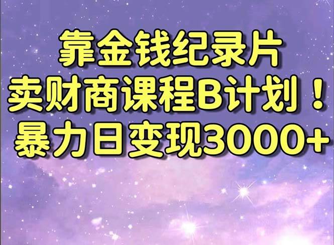 靠金钱纪录片卖财商课程B计划！暴力日变现3000+，喂饭式干货教程！-天天有课网