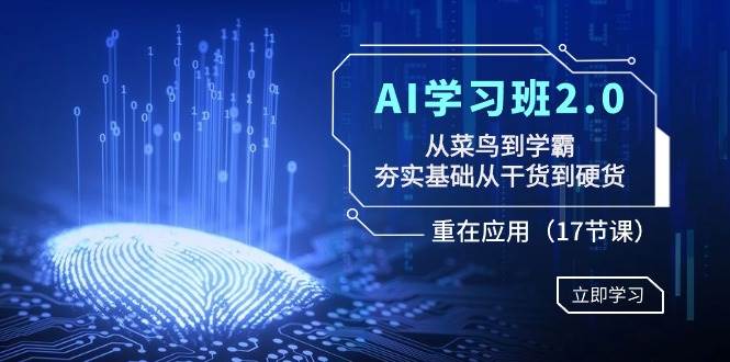 AI学习班2.0：从菜鸟到学霸，夯实基础从干货到硬货，重在应用（17节课）-天天有课网