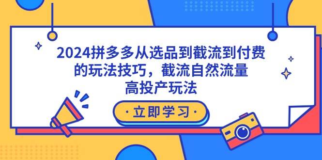 2024拼多多从选品到截流到付费的玩法技巧，截流自然流量玩法，高投产玩法-天天有课网