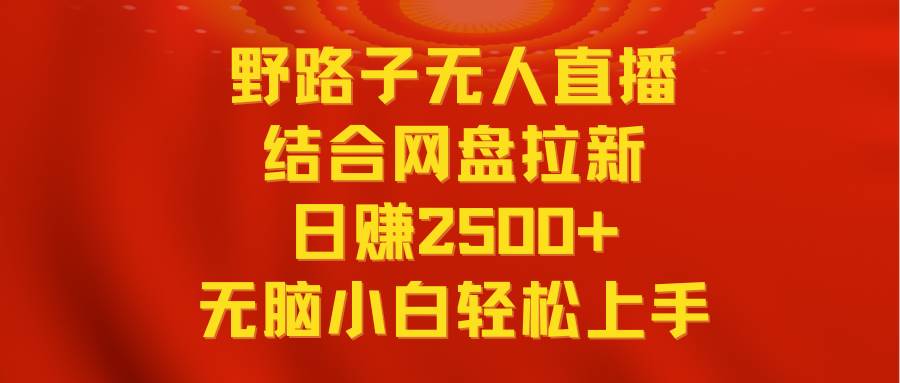 无人直播野路子结合网盘拉新，日赚2500+多平台变现，小白无脑轻松上手操作-天天有课网