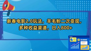 新春电影2.0玩法,羊毛粉二次变现,多种收益渠道,日入800+-天天有课网