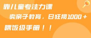 靠儿童专注力课程售卖亲子育儿课程,日暴力狂揽1000+,喂饭手册分享-天天有课网