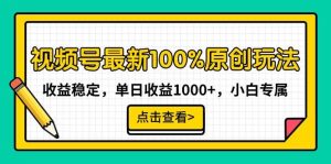 视频号最新100%原创玩法，收益稳定，单日收益1000+，小白专属-天天有课网