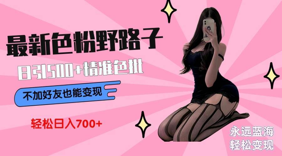 最新色粉变现野路子，日引500+老色批 可不加好友直接变现 小白轻松日入700+-天天有课网