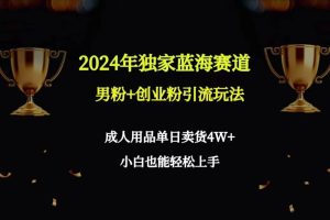 2024年独家蓝海赛道男粉+创业粉引流玩法，成人用品单日卖货4W+保姆教程-天天有课网