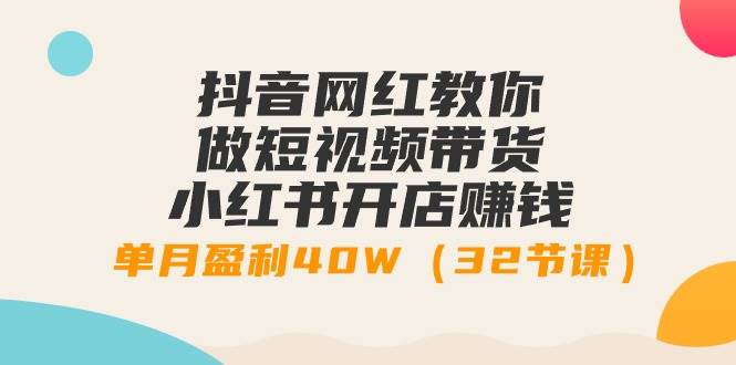 抖音网红教你做短视频带货+小红书开店赚钱，单月盈利40W（32节课）-天天有课网
