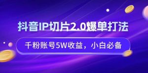 抖音IP切片2.0爆单打法，千粉账号5W收益，小白必备-天天有课网