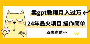 24年最火项目，卖gpt教程月入过万，操作简单-天天有课网