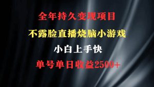 2024年 最优项目，烧脑小游戏不露脸直播  小白上手快 无门槛 一天收益2500+-天天有课网
