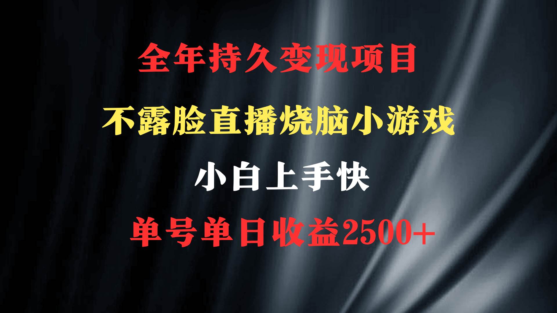 2024年 最优项目，烧脑小游戏不露脸直播  小白上手快 无门槛 一天收益2500+-天天有课网