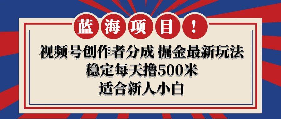 【蓝海项目】视频号创作者分成 掘金最新玩法 稳定每天撸500米 适合新人小白-天天有课网