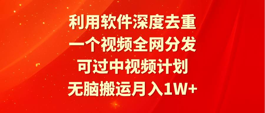 利用软件深度去重，一个视频全网分发，可过中视频计划，无脑搬运月入1W+-天天有课网