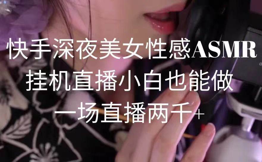 快手深夜美女性感ASMR挂机直播，小白也能做，一场直播两千+-天天有课网