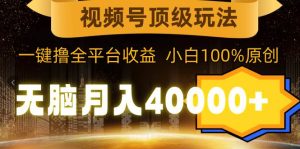 视频号顶级玩法,无脑月入40000+,一键撸全平台收益,纯小白也能100%原创-天天有课网