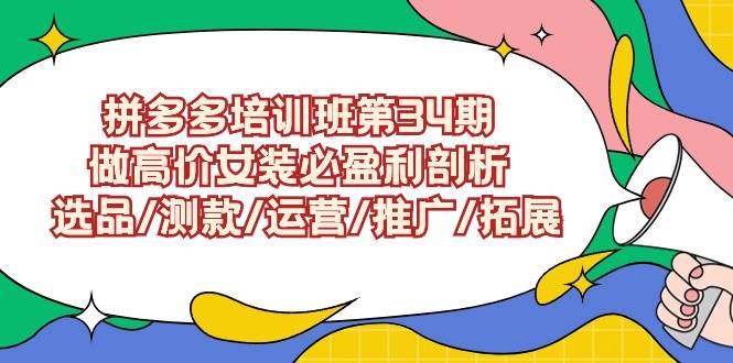 拼多多培训班第34期：做高价女装必盈利剖析  选品/测款/运营/推广/拓展-天天有课网