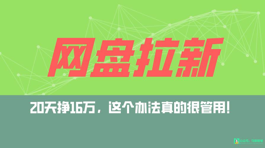 网盘拉新+私域全自动玩法，0粉起号，小白可做，当天见收益，已测单日破5000-天天有课网