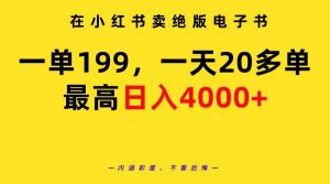 在小红书卖绝版电子书，一单199 一天最多搞20多单，最高日入4000+教程+资料-天天有课网