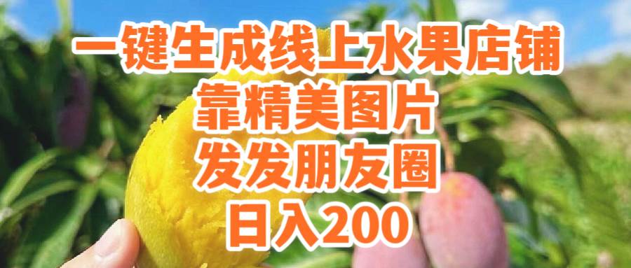 一键生成线上水果店，靠精美图片发发朋友圈，也能日入200-天天有课网