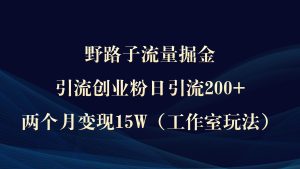 野路子流量掘金,引流创业粉日引流200+,两个月变现15W(工作室玩法))-天天有课网