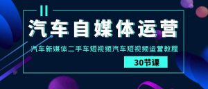 汽车-自媒体运营实战课：汽车-新媒体二手车短视频汽车短视频运营教程-天天有课网