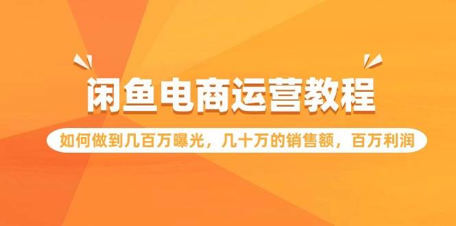 闲鱼电商运营教程：如何做到几百万曝光，几十万的销售额，百万利润-天天有课网