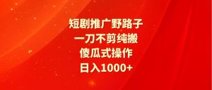 短剧推广野路子,一刀不剪纯搬运,傻瓜式操作,日入1000+-天天有课网