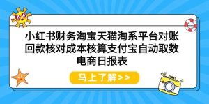 小红书财务淘宝天猫淘系平台对账回款核对成本核算支付宝自动取数电商日报表-天天有课网